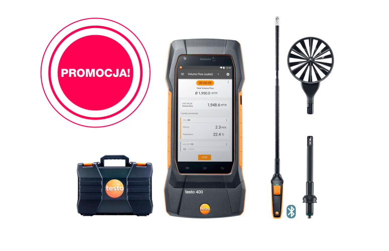 Miernik testo 400 w zestawie z sondą wiatraczkową